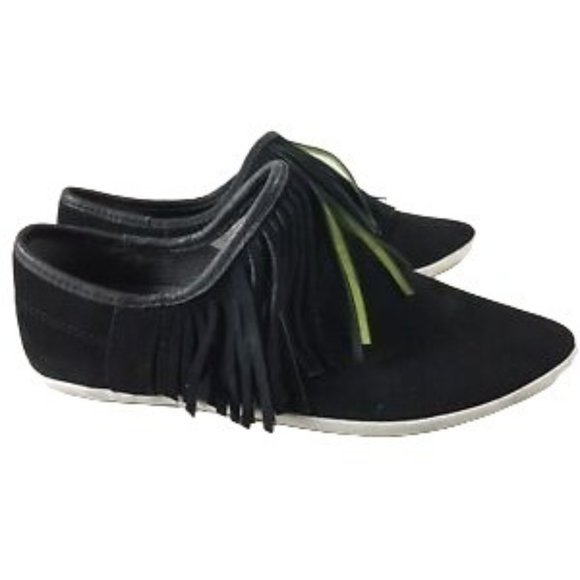 Sanuk | Shoes | Sanuk Womens Kat Fringe Black Suede Slip On Suede Shoes  Flats Sz 85 | Poshmark